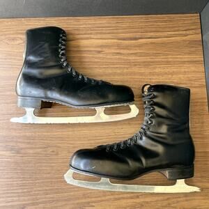 Vintage Canadian Rocket Leather Ice Skates 11 Sheffield Steel